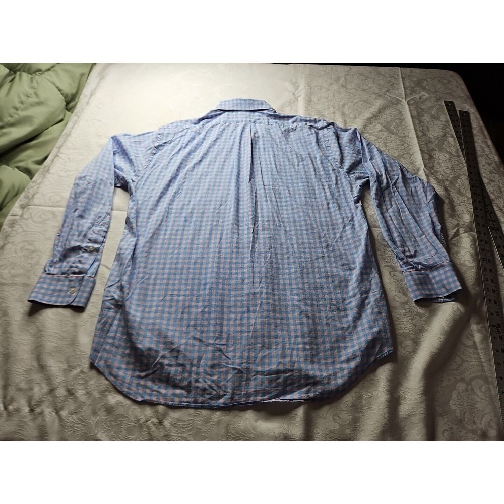 Vineyard Vines PINK BLUE Checked Long Sleeve Cotton SLIM FIT TUCKER Shirt Large - Picture 8 of 10